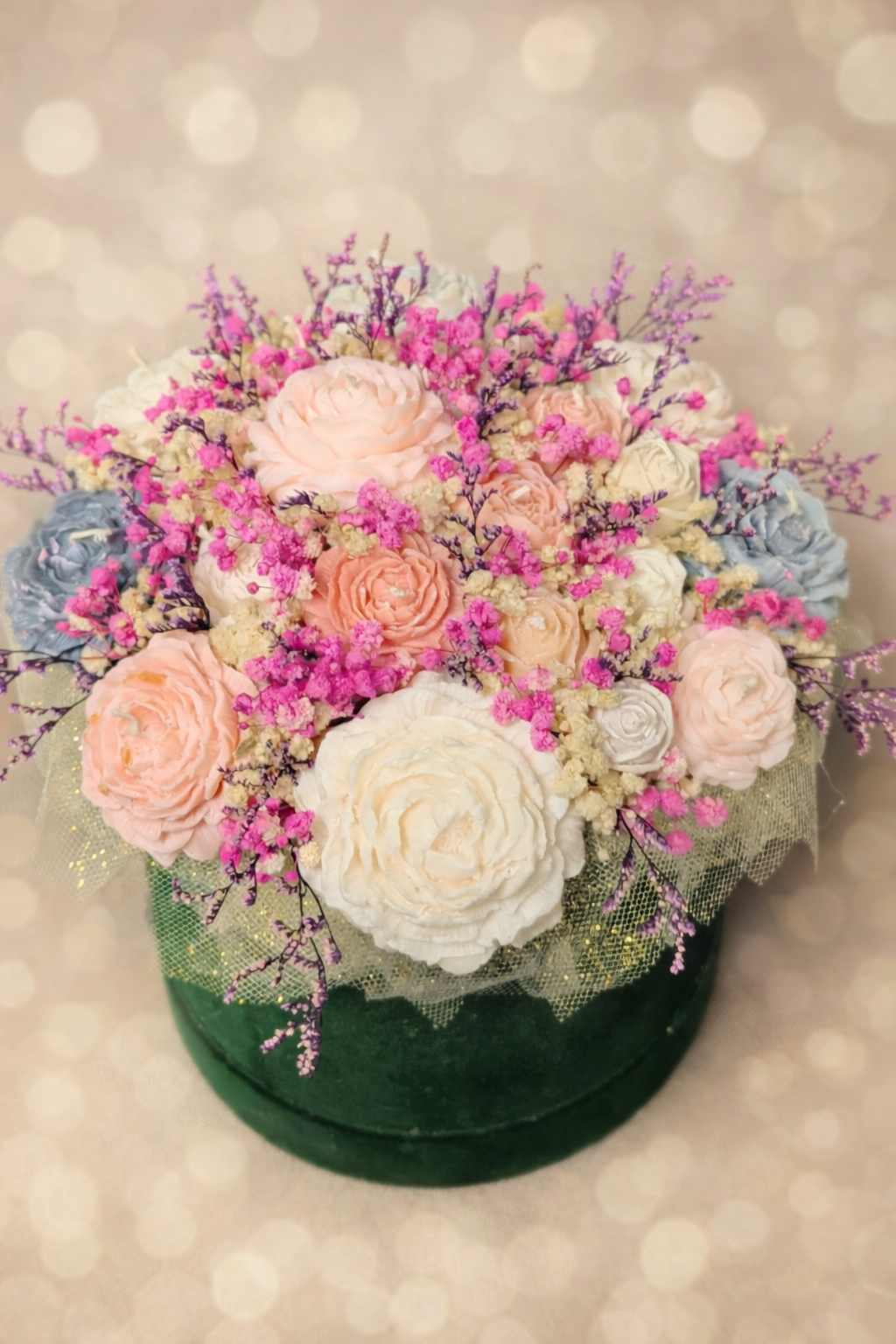 Flowerbox sojowy – 21 świec | Luksusowa dekoracja i wyjątkowy prezent